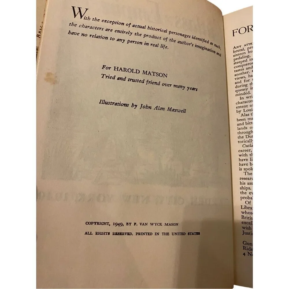 Cutlass Empire by F Van Wyck Mason Hardcover Book 1949 Vintage